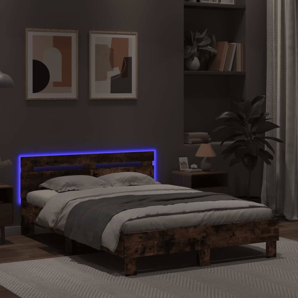 Okvir za krevet s uzglavljem i LED boja hrasta 120x200 cm