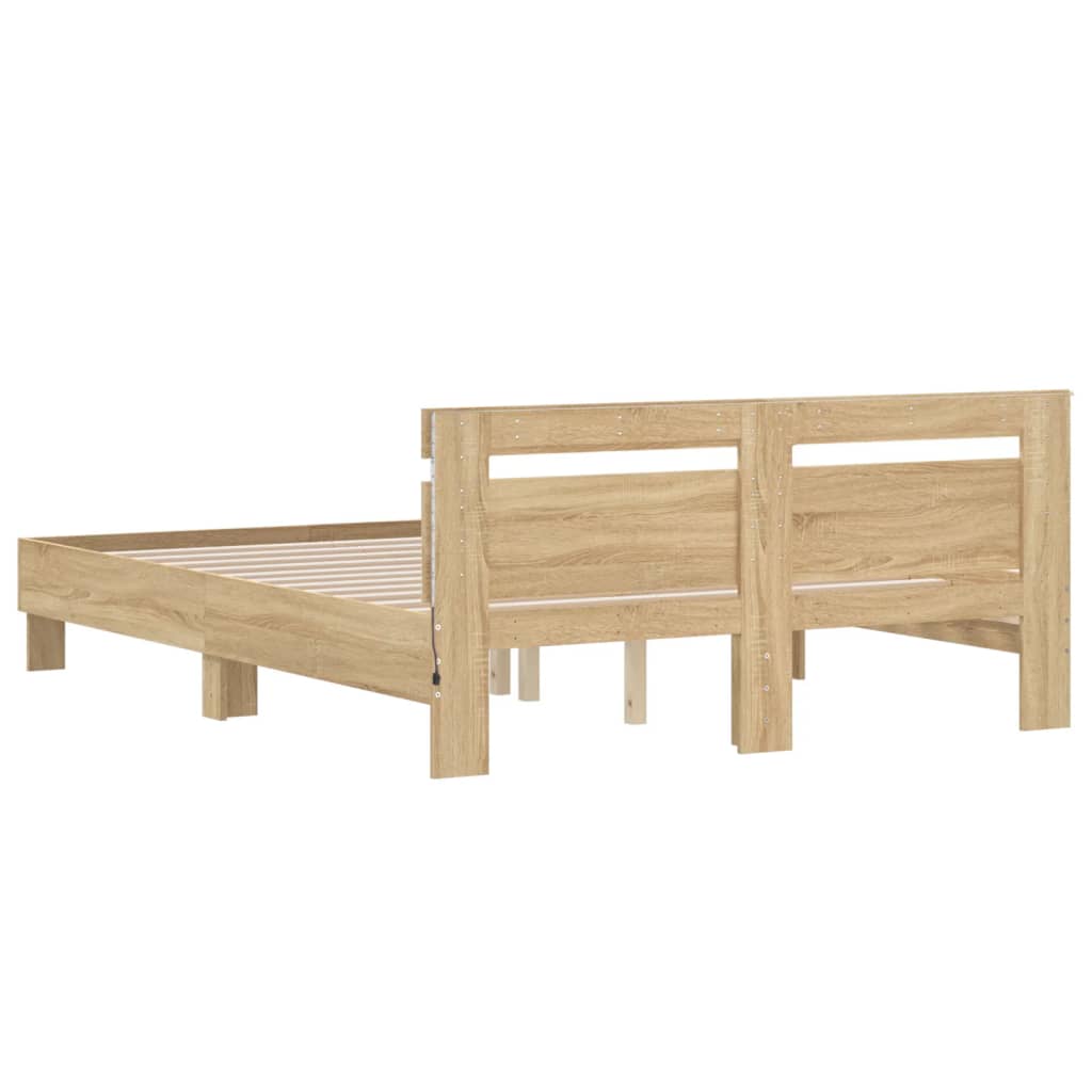 Okvir za krevet s uzglavljem i LED boja hrasta 140x190 cm