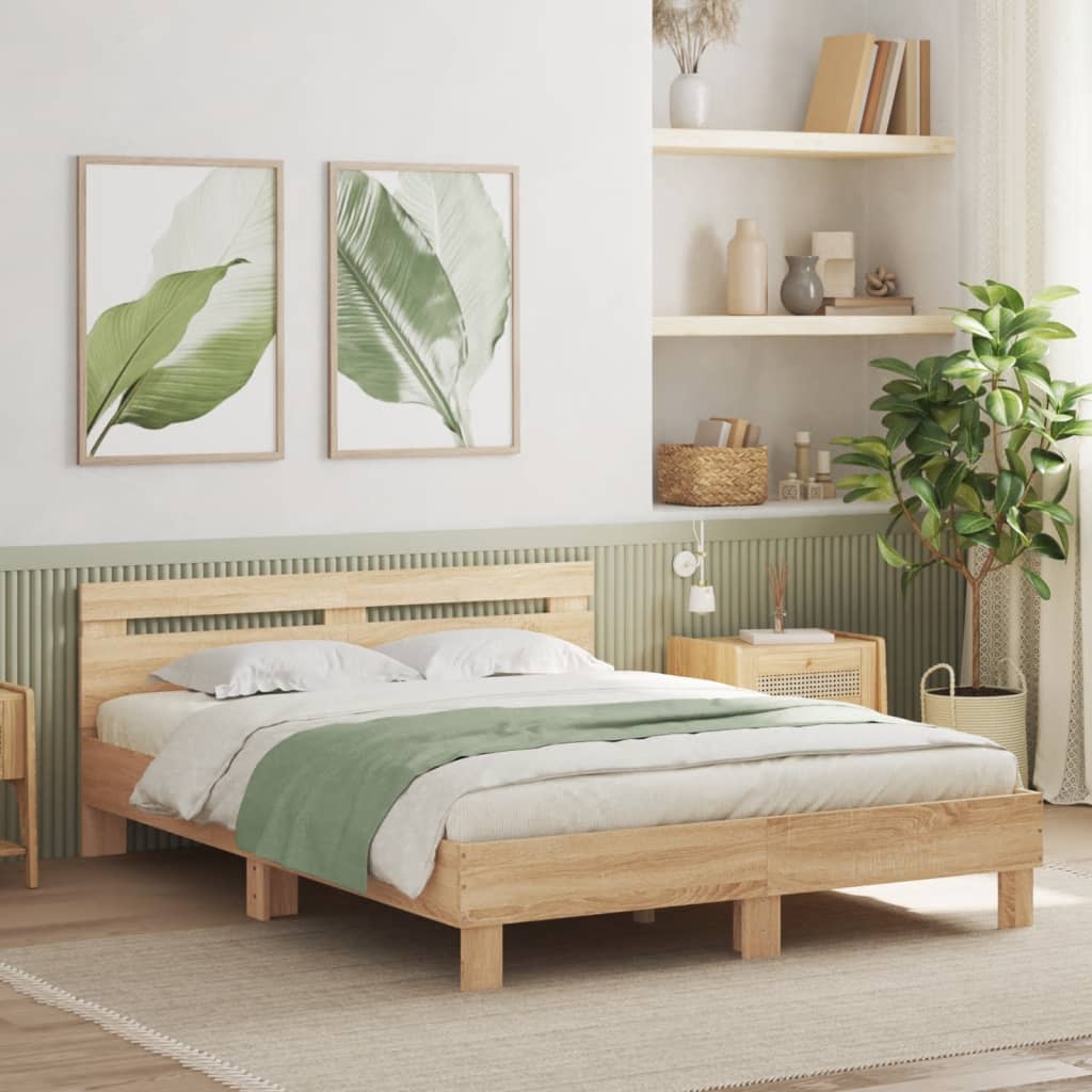 Okvir za krevet s uzglavljem i LED boja hrasta 140x190 cm