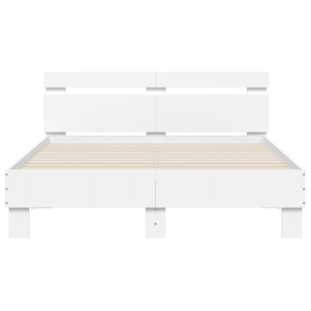 Okvir za krevet s uzglavljem i LED bijeli 135x190 cm
