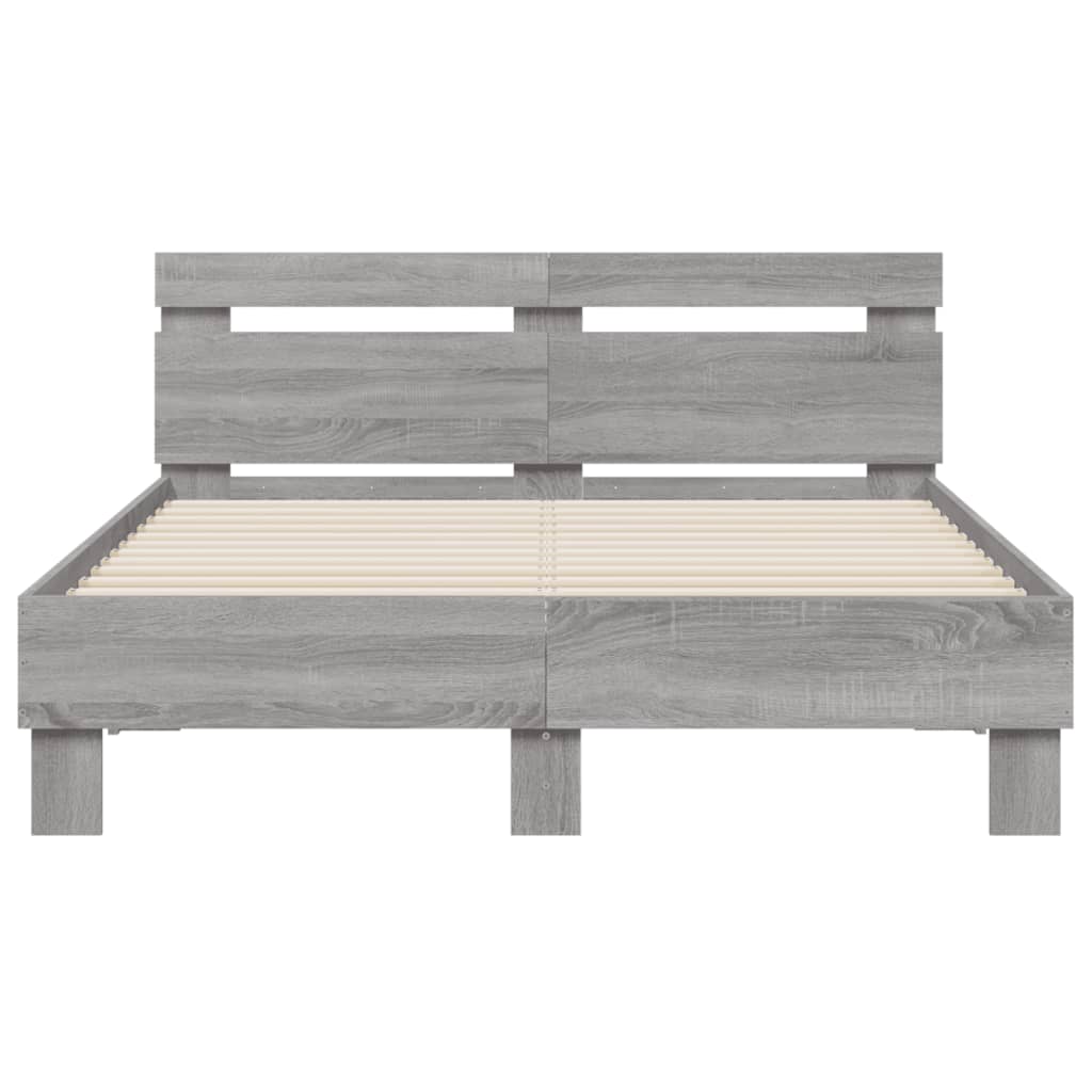 Okvir kreveta s uzglavljem i LED boja hrasta 135x190 cm