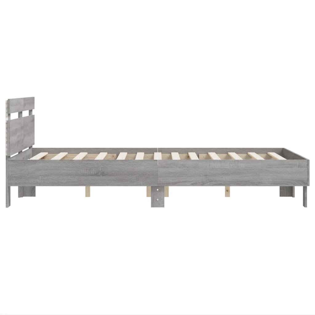 Okvir kreveta s uzglavljem i LED boja hrasta 135x190 cm