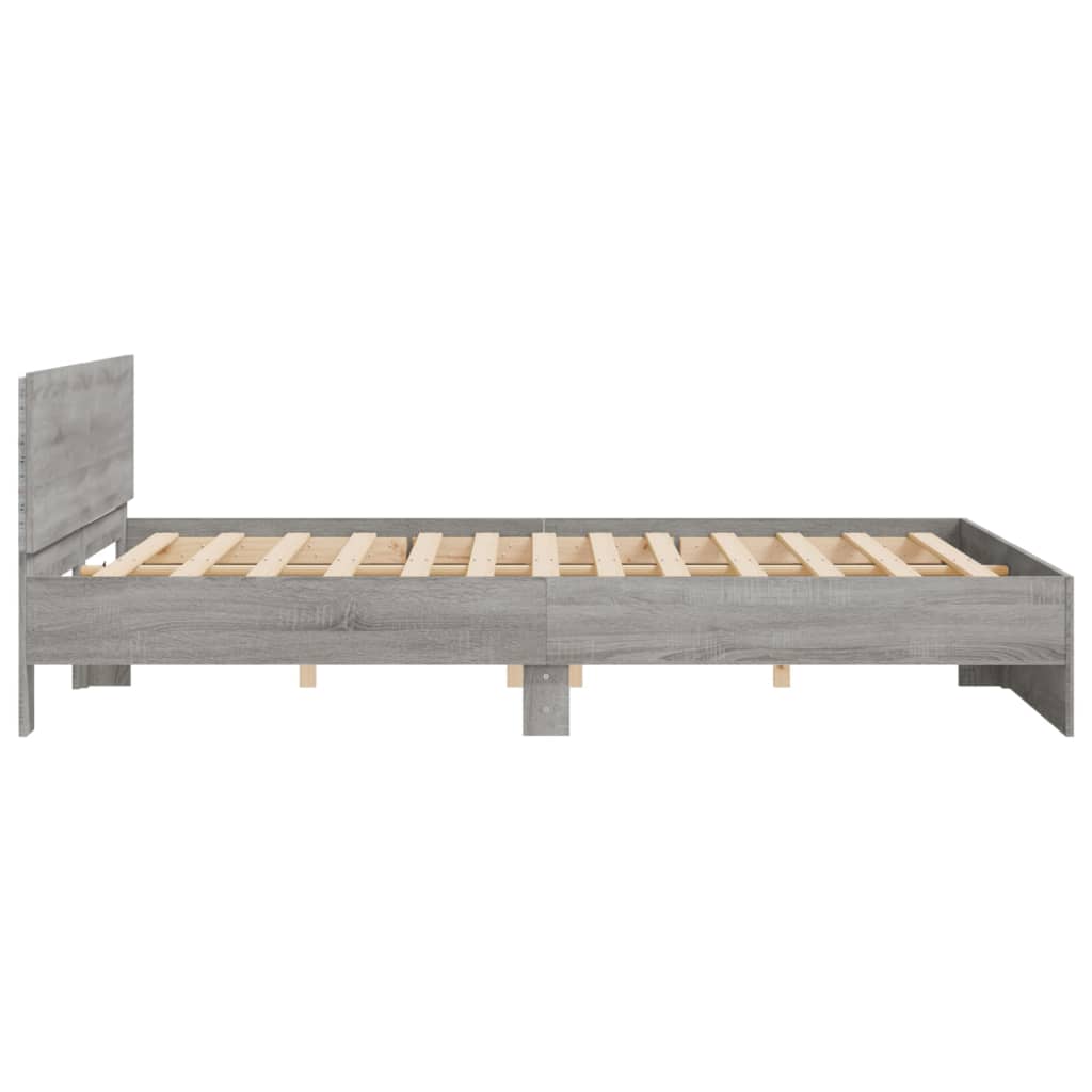 Okvir kreveta s uzglavljem LED siva boja hrasta 180 x 200 cm
