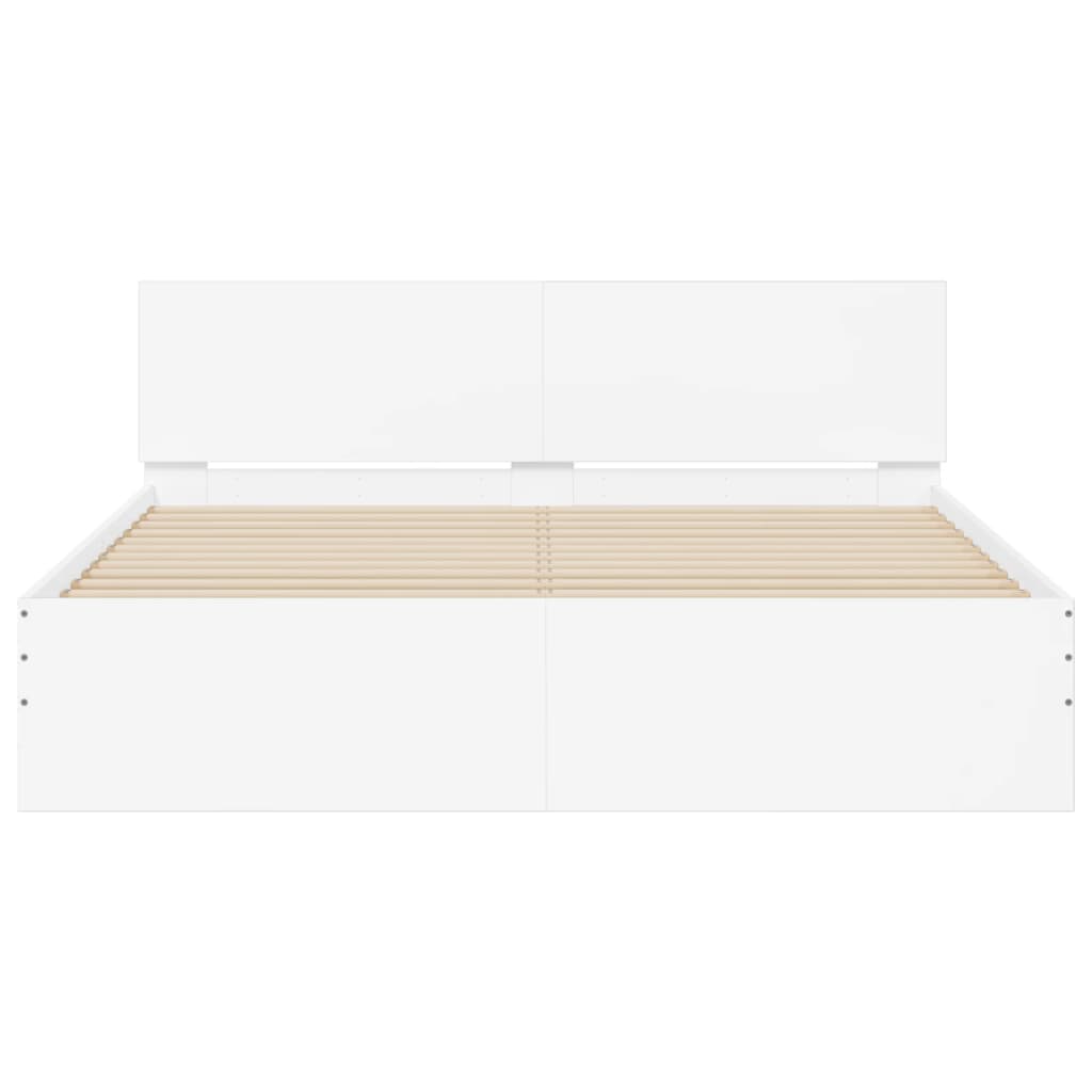 Okvir kreveta s uzglavljem i LED bijeli 160 x 200 cm