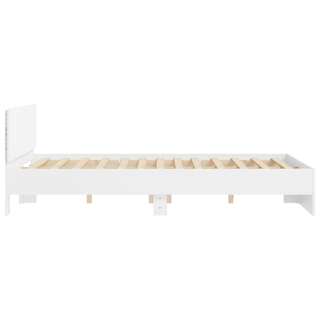 Okvir kreveta s uzglavljem i LED bijeli 160 x 200 cm