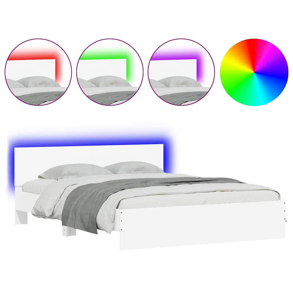 Okvir za krevet s uzglavljem i LED bijeli 150x200 cm