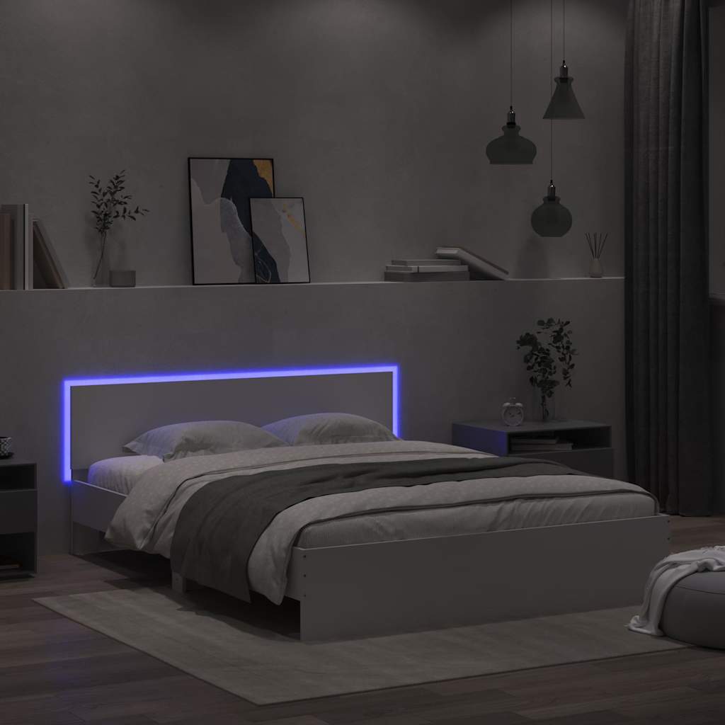 Okvir za krevet s uzglavljem i LED bijeli 150x200 cm