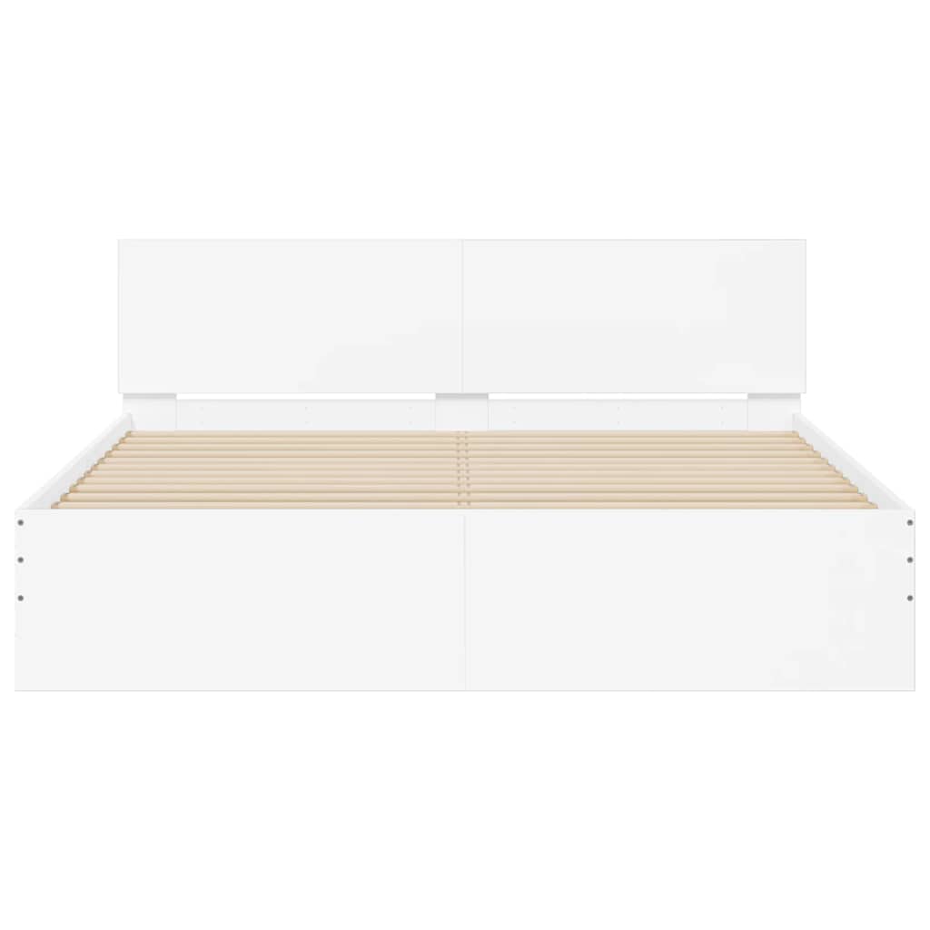 Okvir za krevet s uzglavljem i LED bijeli 150x200 cm