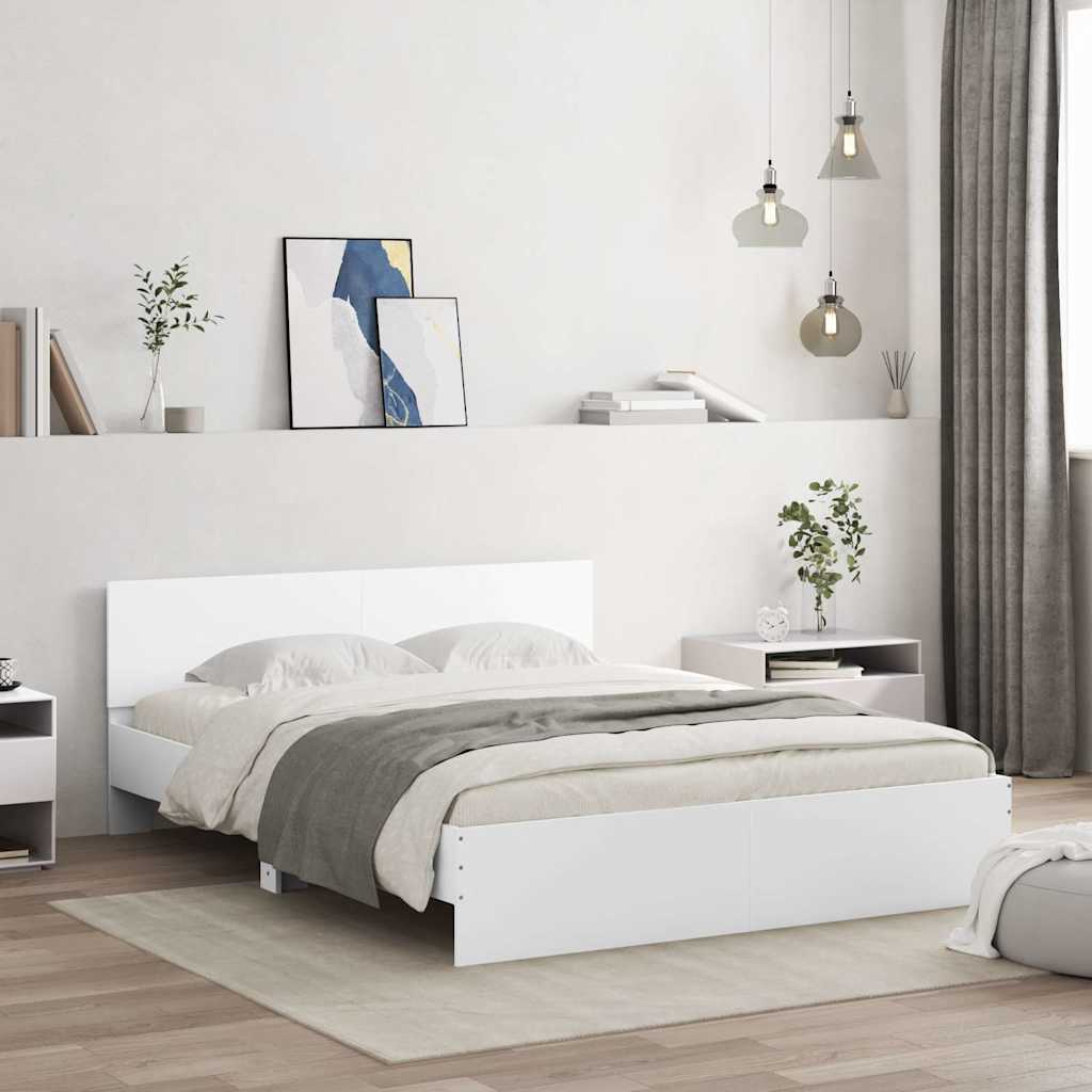 Okvir za krevet s uzglavljem i LED bijeli 150x200 cm