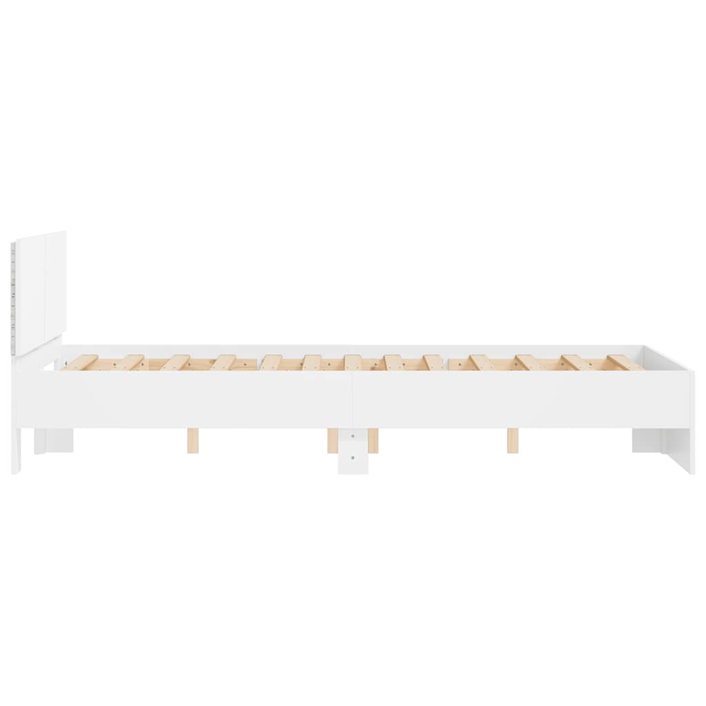 Okvir kreveta s uzglavljem i LED bijeli 120 x 200 cm