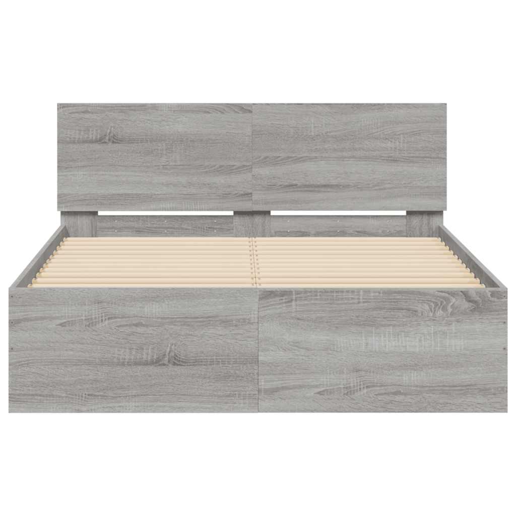 Okvir kreveta s uzglavljem LED siva boja hrasta 120x200 cm