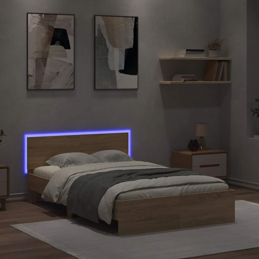Okvir za krevet s uzglavljem i LED boja hrasta 140x190 cm