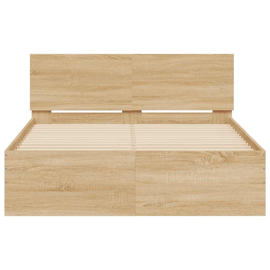 Okvir za krevet s uzglavljem i LED boja hrasta 140x190 cm
