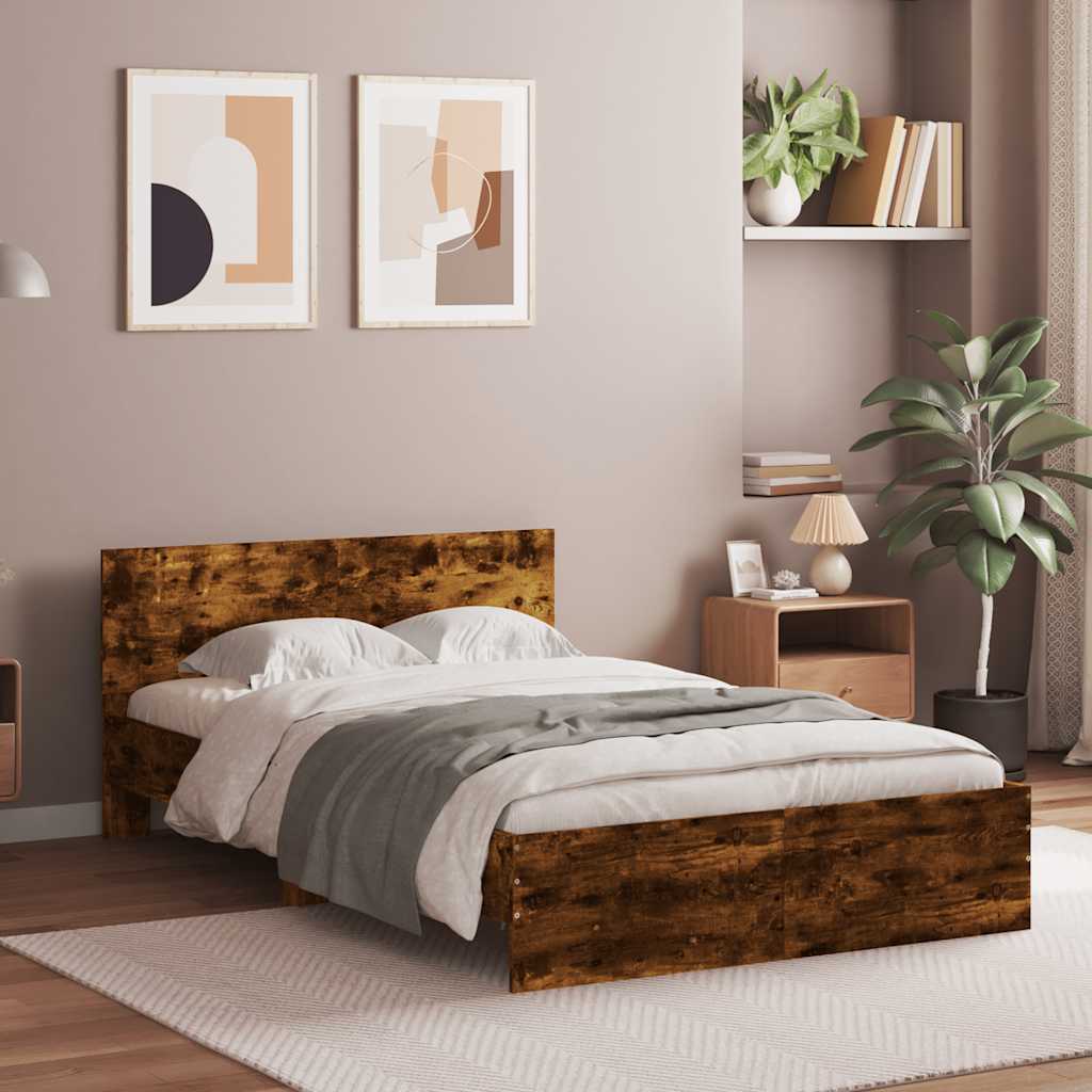 Okvir za krevet s uzglavljem i LED boja hrasta 140x190 cm