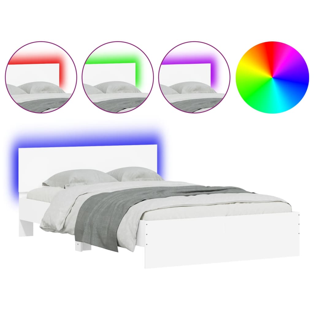 Okvir za krevet s uzglavljem i LED bijeli 135x190 cm