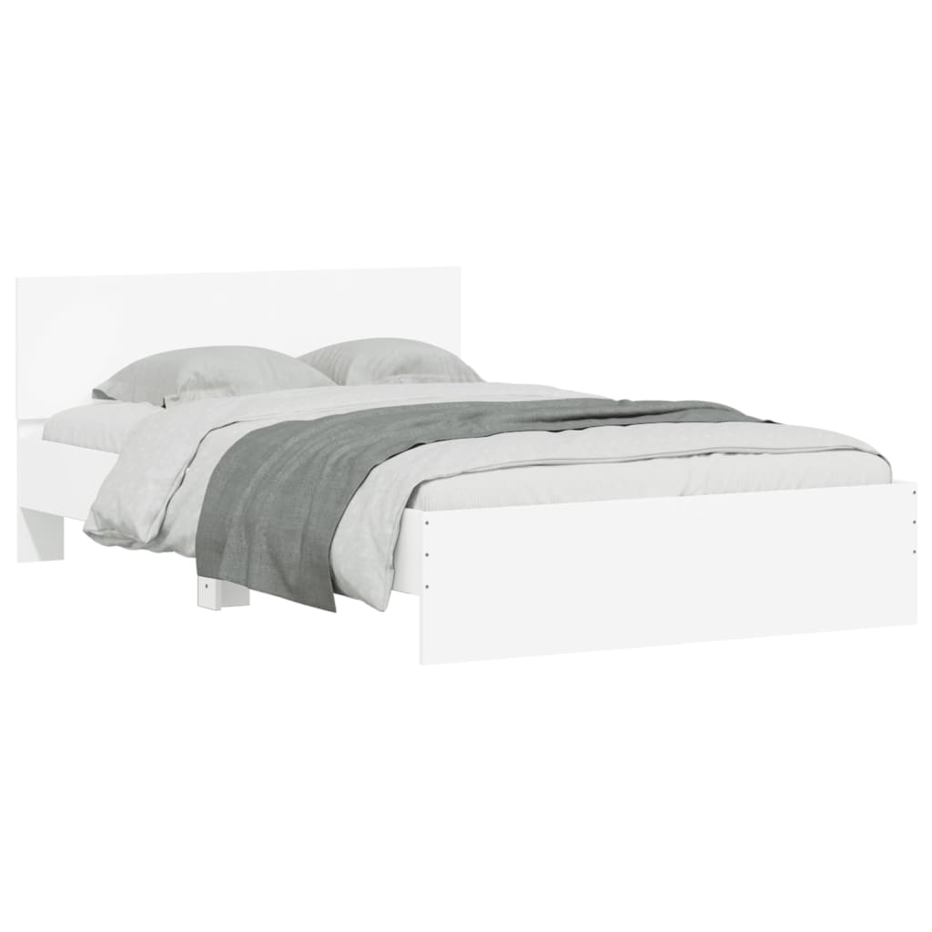 Okvir za krevet s uzglavljem i LED bijeli 135x190 cm