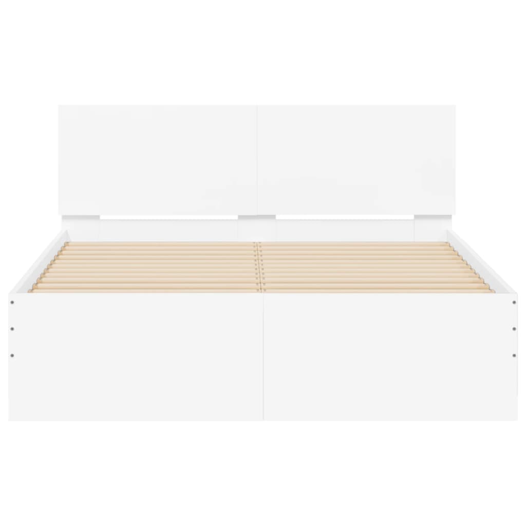 Okvir za krevet s uzglavljem i LED bijeli 135x190 cm