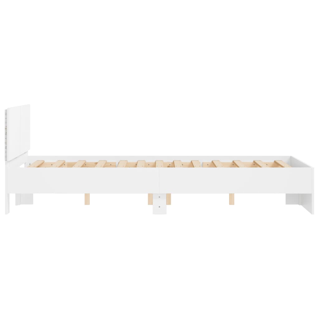 Okvir za krevet s uzglavljem i LED bijeli 135x190 cm