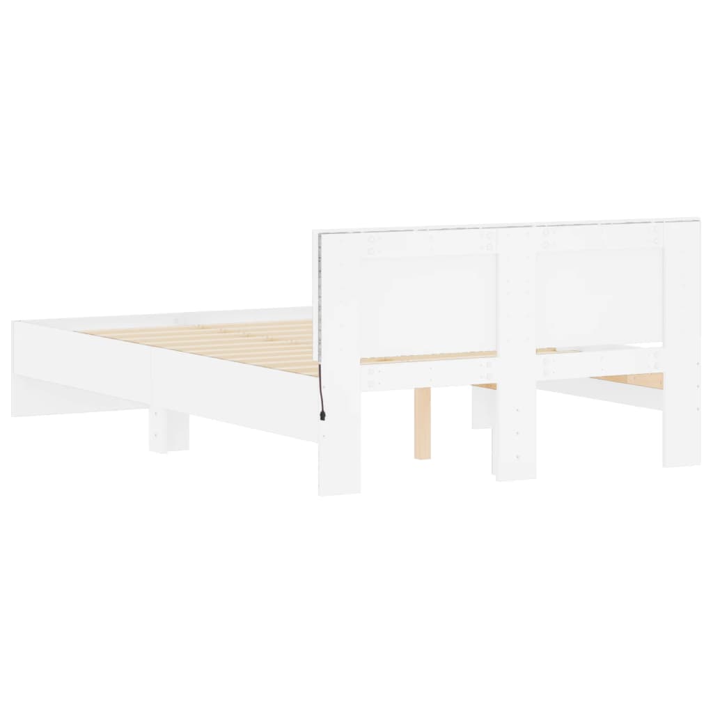 Okvir za krevet s uzglavljem i LED bijeli 135x190 cm
