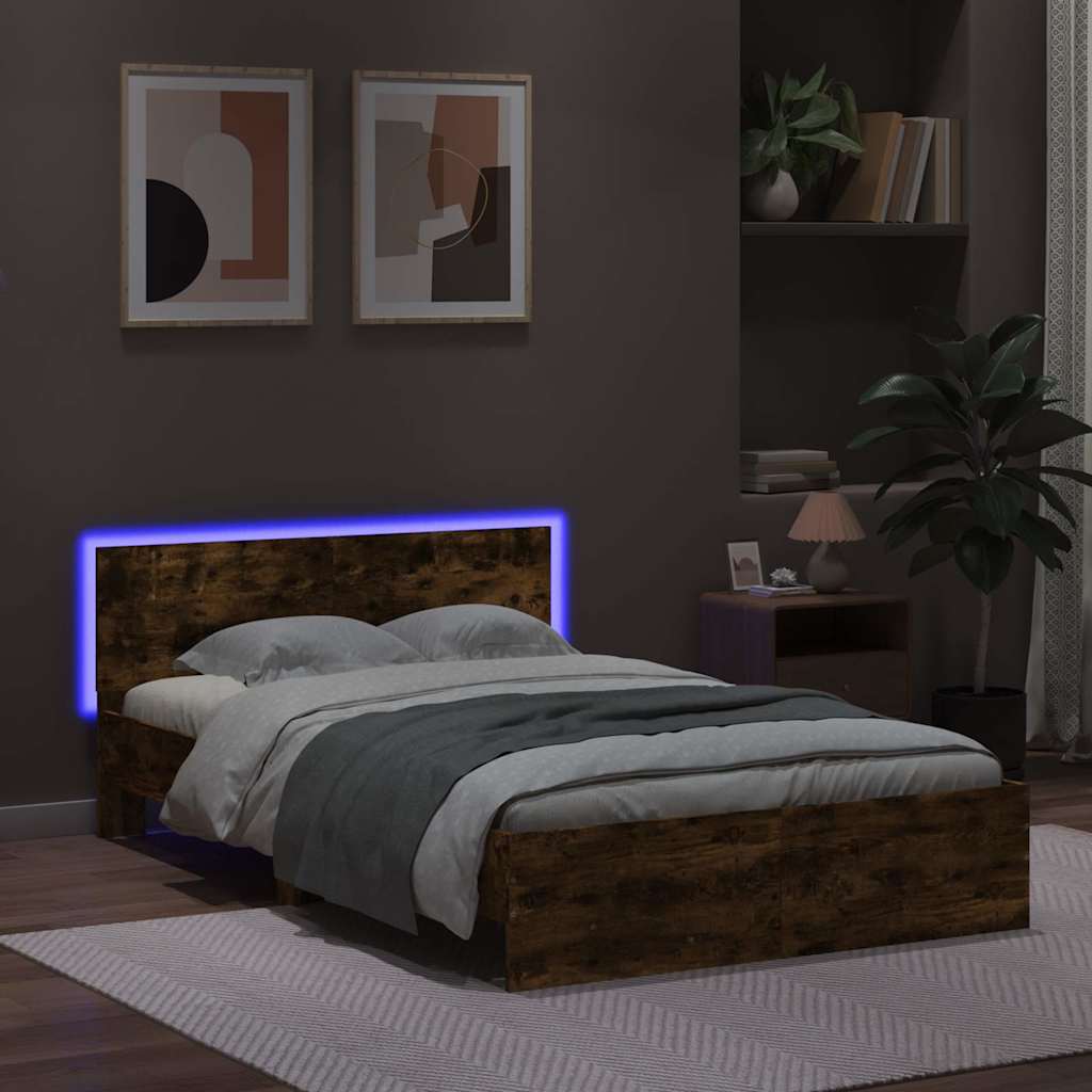Okvir za krevet s uzglavljem i LED boja hrasta 120x190 cm