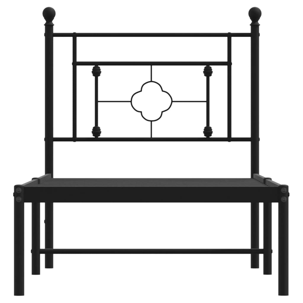 Metalni okvir za krevet s uzglavljem crni 75x190 cm