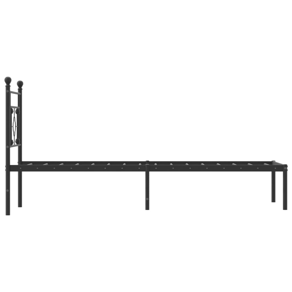 Metalni okvir za krevet s uzglavljem crni 75x190 cm