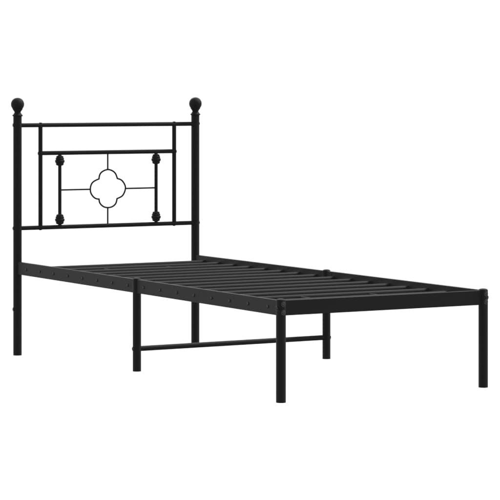 Metalni okvir za krevet s uzglavljem crni 80x200 cm