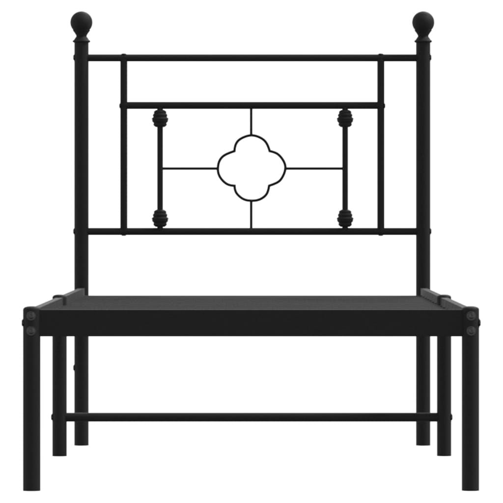 Metalni okvir za krevet s uzglavljem crni 80x200 cm