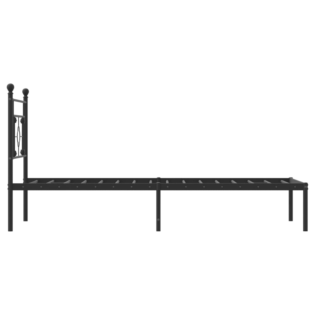 Metalni okvir za krevet s uzglavljem crni 90x190 cm