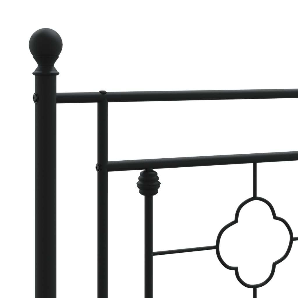 Metalni okvir za krevet s uzglavljem crni 90x190 cm