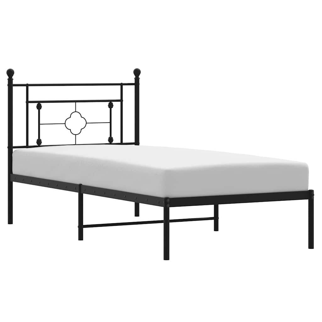 Metalni okvir za krevet s uzglavljem crni 100x200 cm
