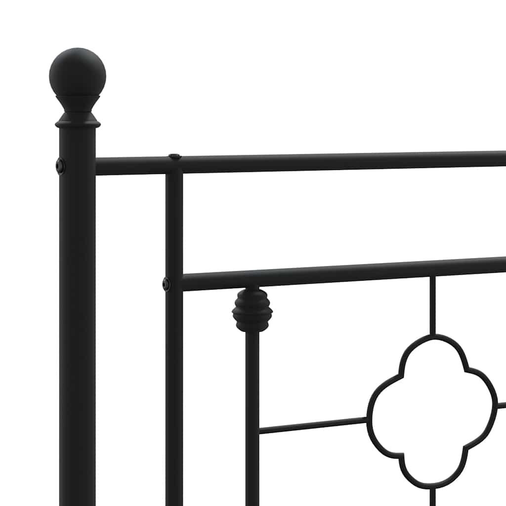 Metalni okvir za krevet s uzglavljem crni 100x200 cm
