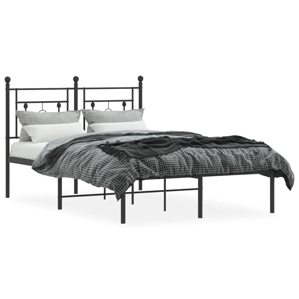Metalni okvir za krevet s uzglavljem crni 120x190 cm