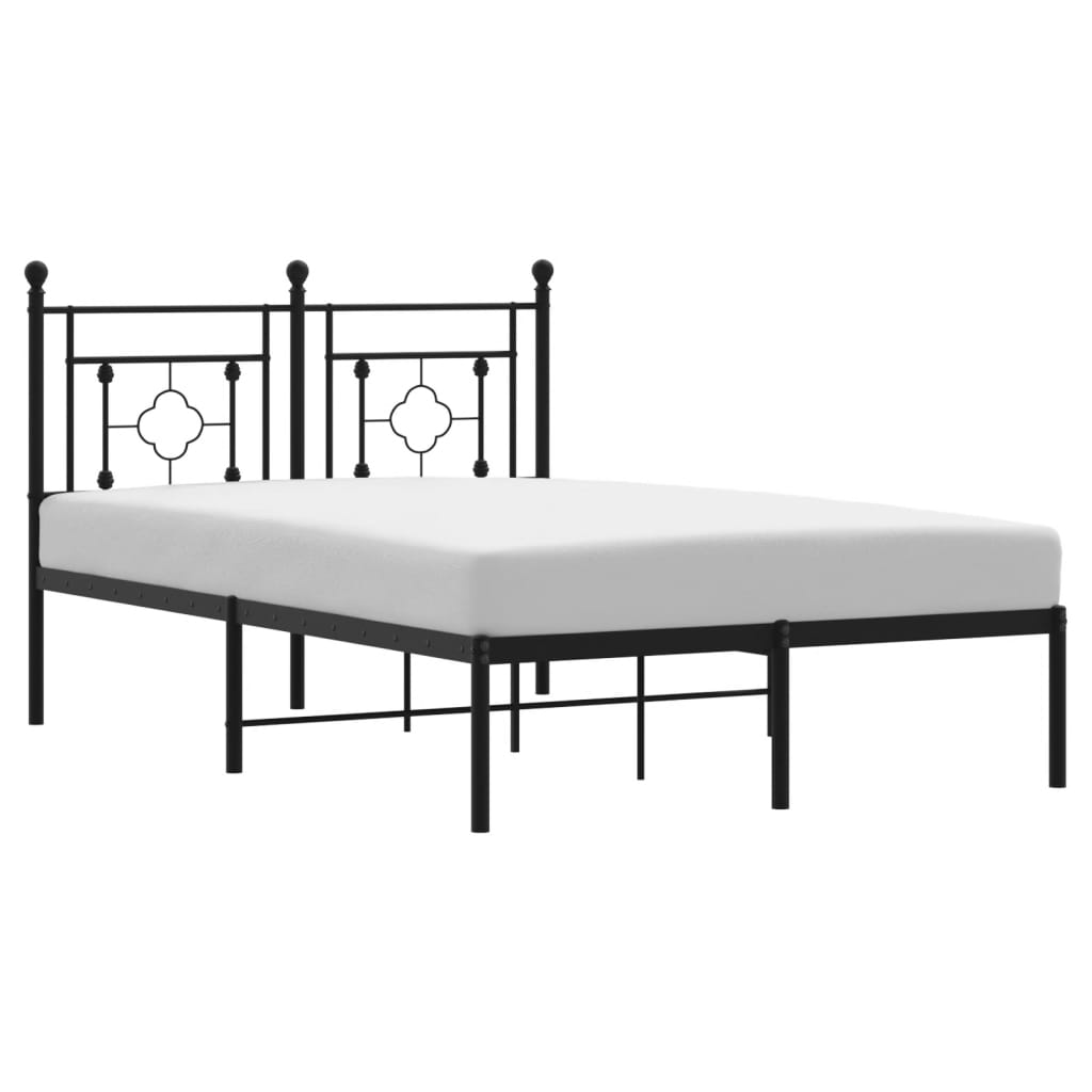 Metalni okvir za krevet s uzglavljem crni 120x200 cm