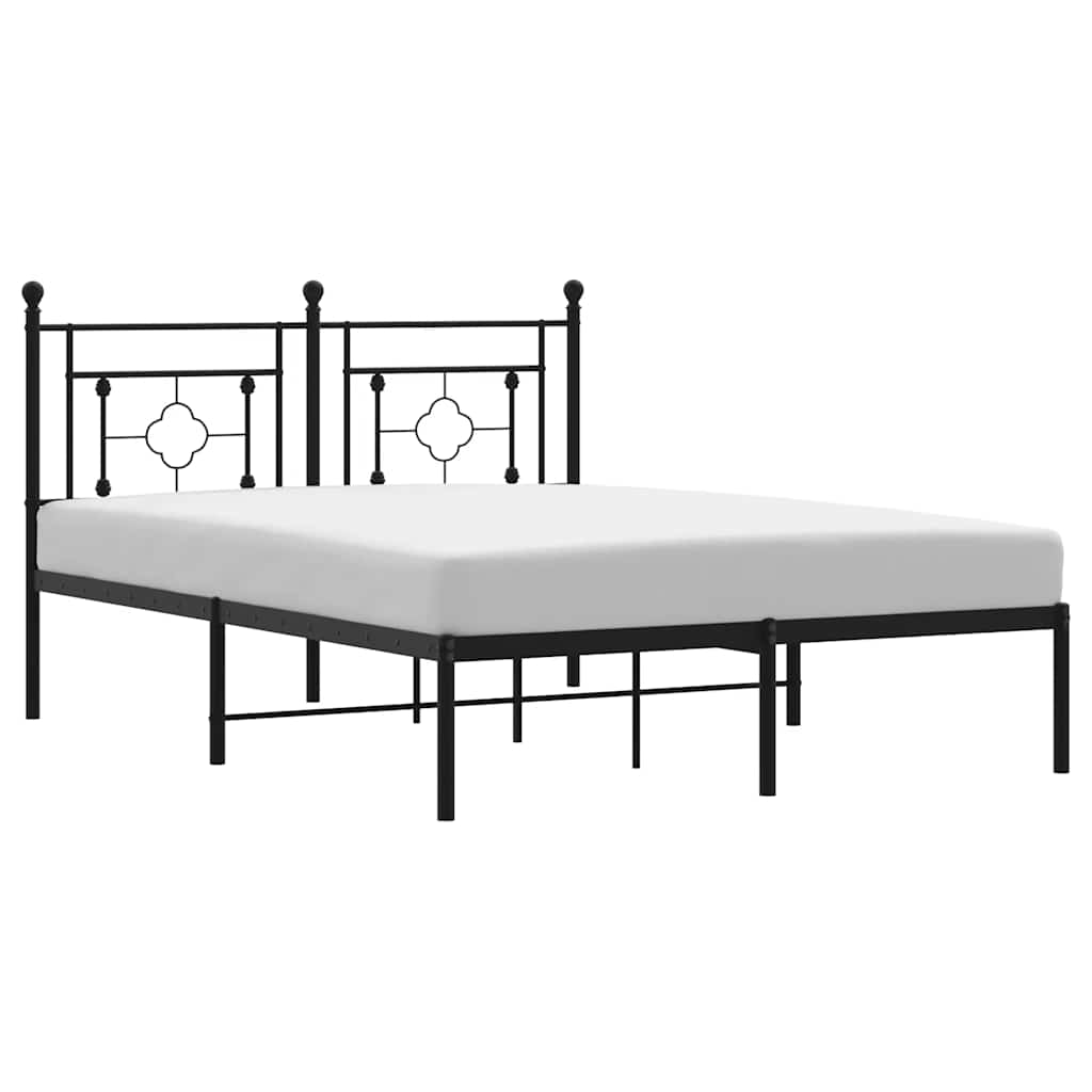 Metalni okvir za krevet s uzglavljem crni 140x200 cm