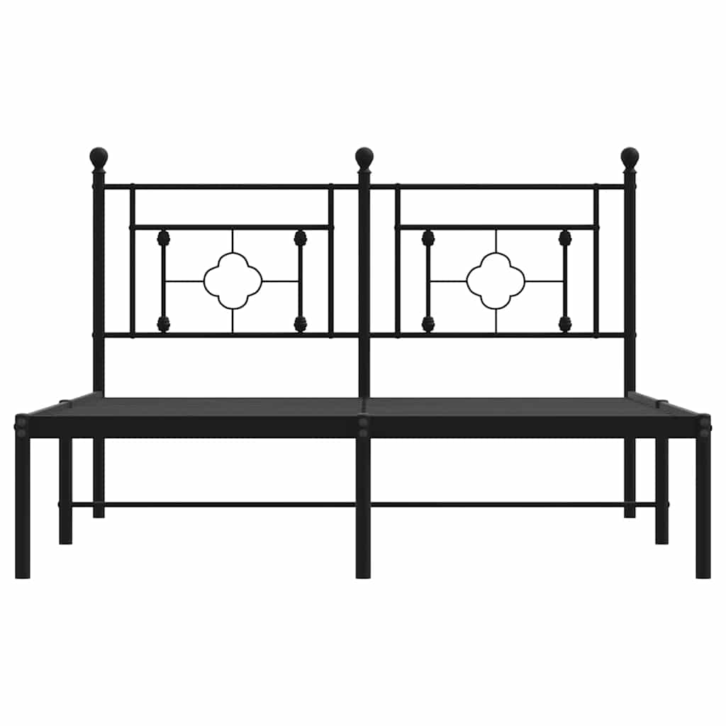 Metalni okvir za krevet s uzglavljem crni 140x200 cm