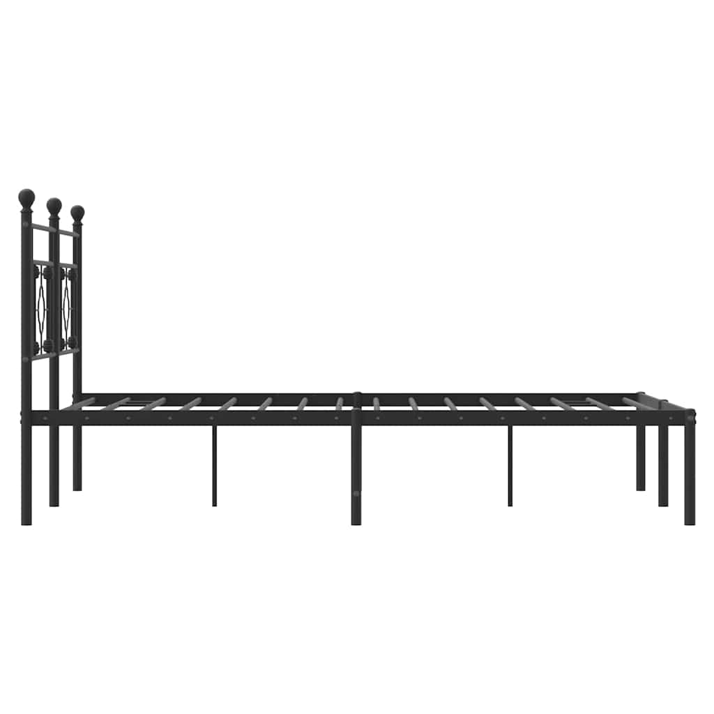 Metalni okvir za krevet s uzglavljem crni 140x200 cm
