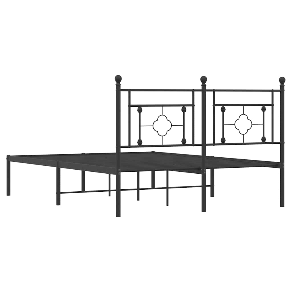 Metalni okvir za krevet s uzglavljem crni 140x200 cm