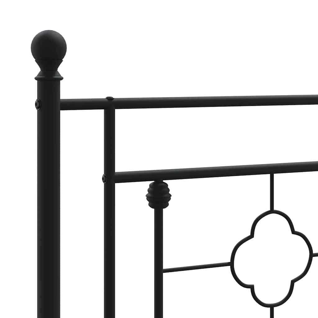 Metalni okvir za krevet s uzglavljem crni 140x200 cm