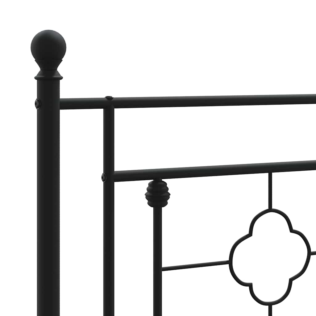 Metalni okvir za krevet s uzglavljem crni 150x200 cm