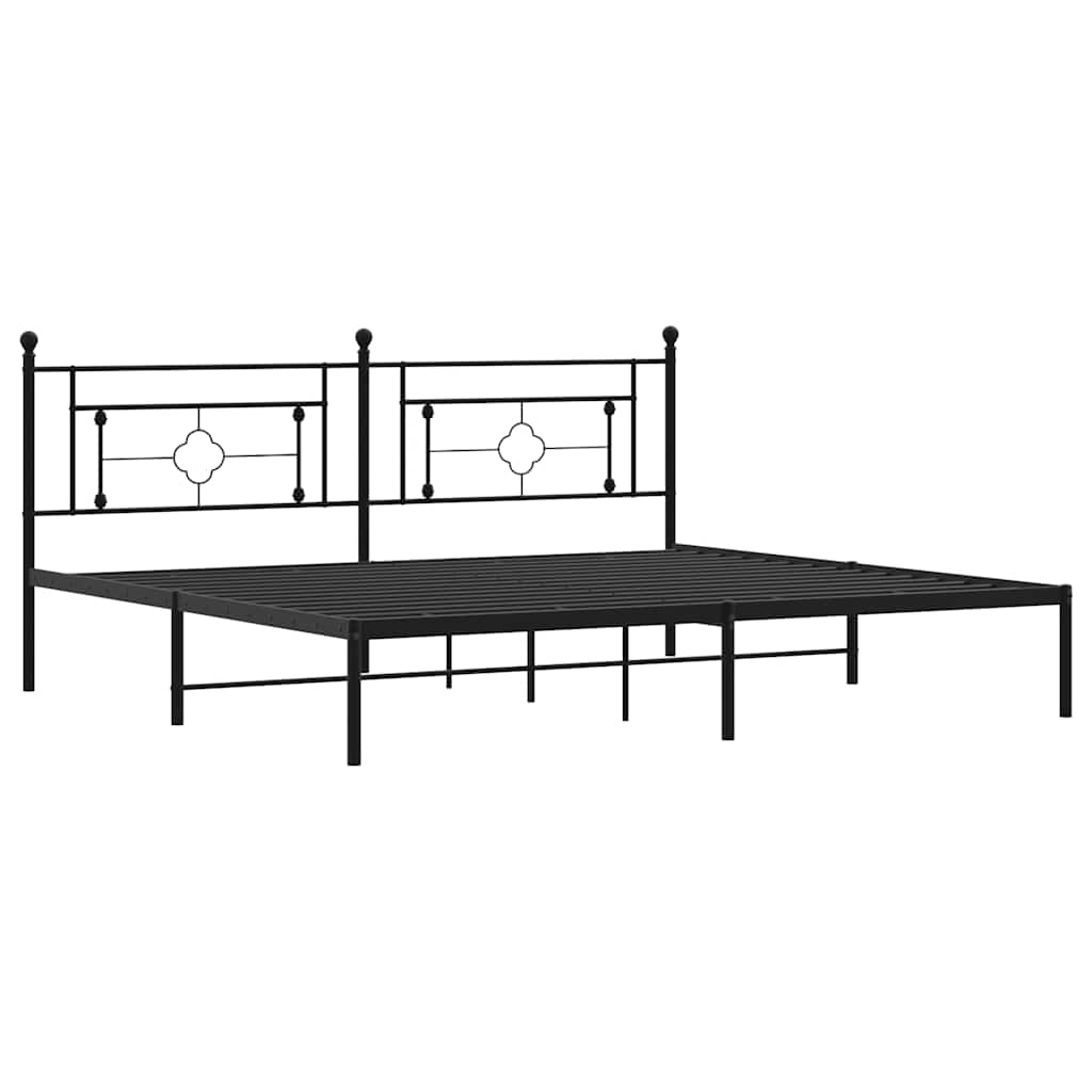 Metalni okvir za krevet s uzglavljem crni 193x203 cm