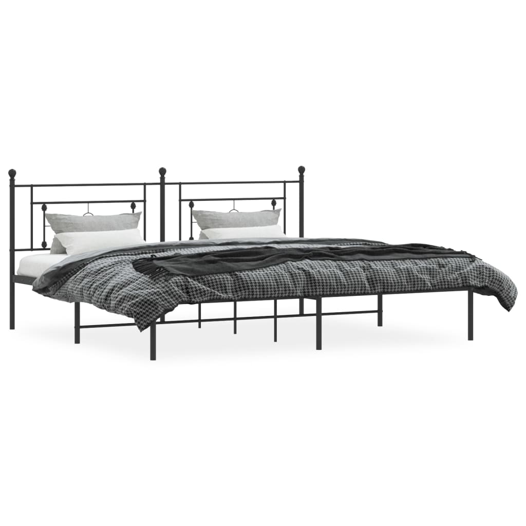 Metalni okvir za krevet s uzglavljem crni 200x200 cm