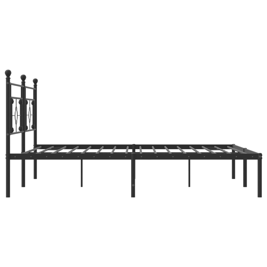 Metalni okvir za krevet s uzglavljem crni 200x200 cm