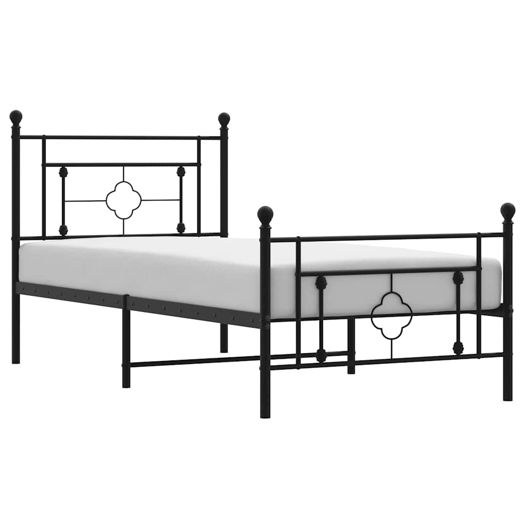 Metalni okvir kreveta uzglavlje i podnožje crni 100x200 cm
