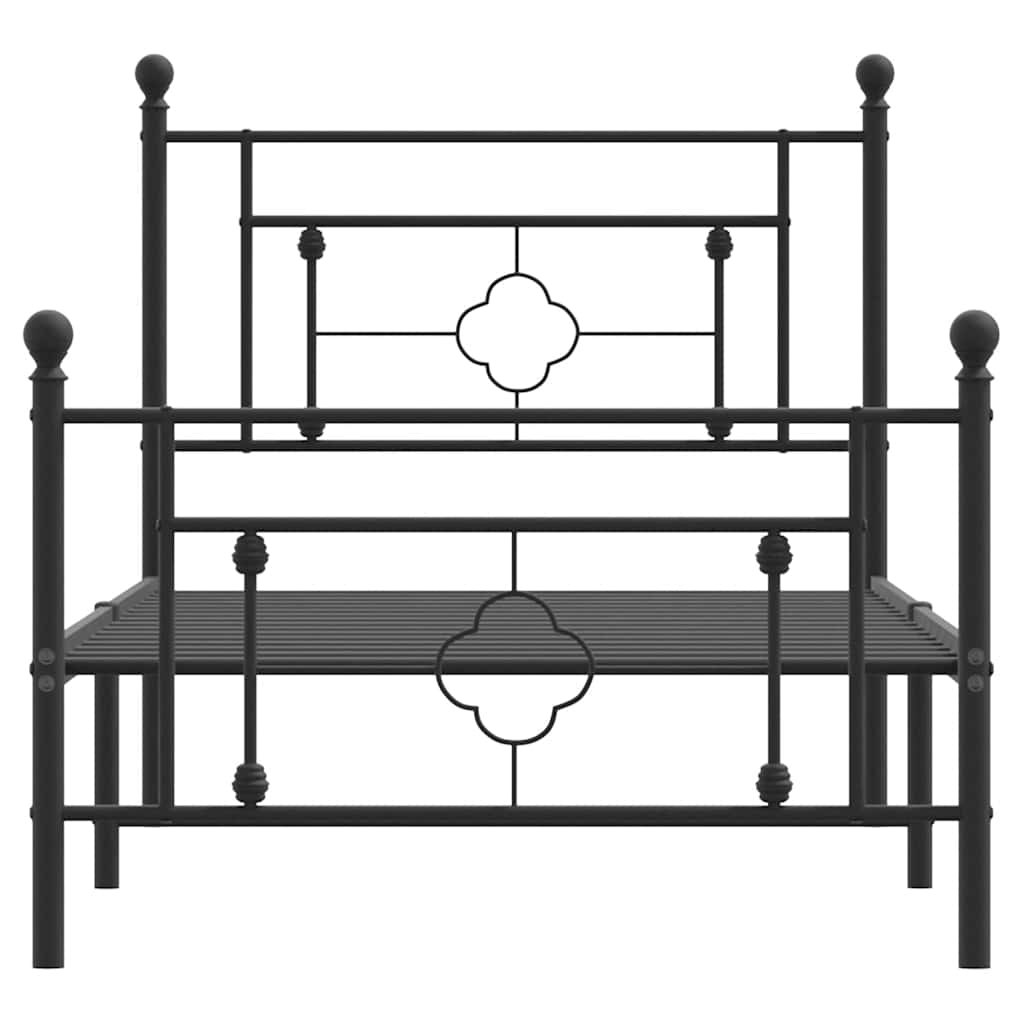 Metalni okvir kreveta uzglavlje i podnožje crni 100x200 cm