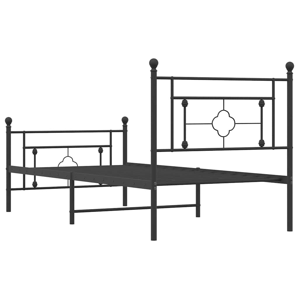 Metalni okvir kreveta uzglavlje i podnožje crni 100x200 cm