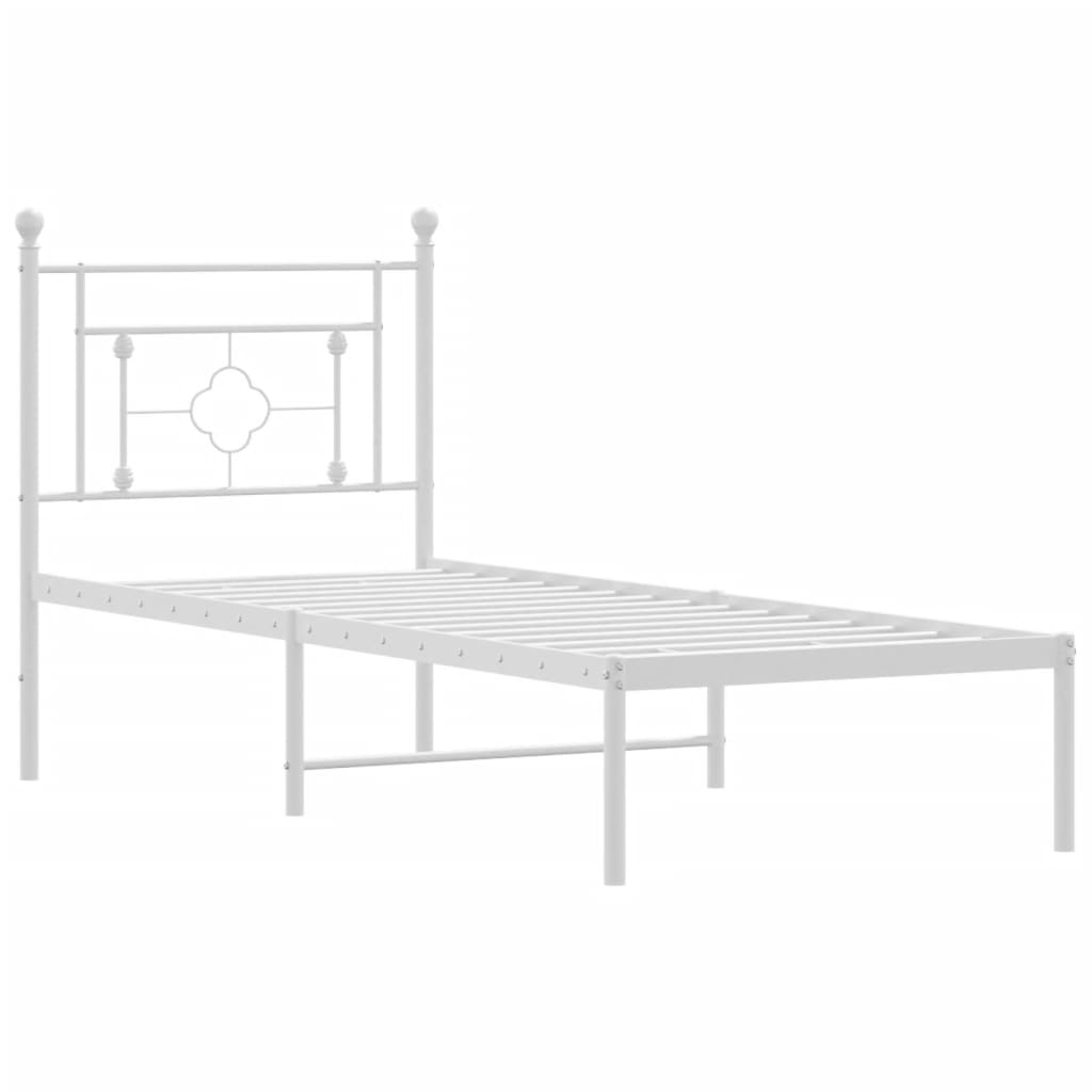 Metalni okvir krevet bez madraca s uzglavljem bijeli 75x190 cm
