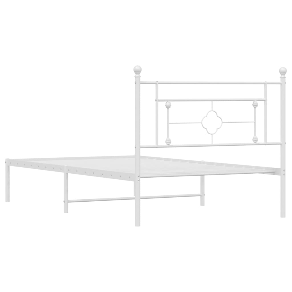 Metalni okvir za krevet s uzglavljem bijeli 107x203 cm