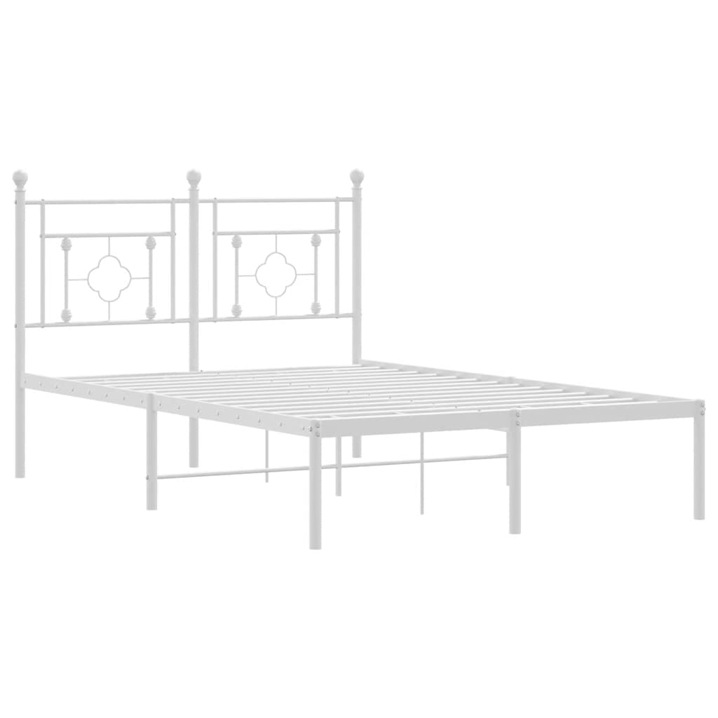 Metalni okvir za krevet s uzglavljem bijeli 120 x 190 cm