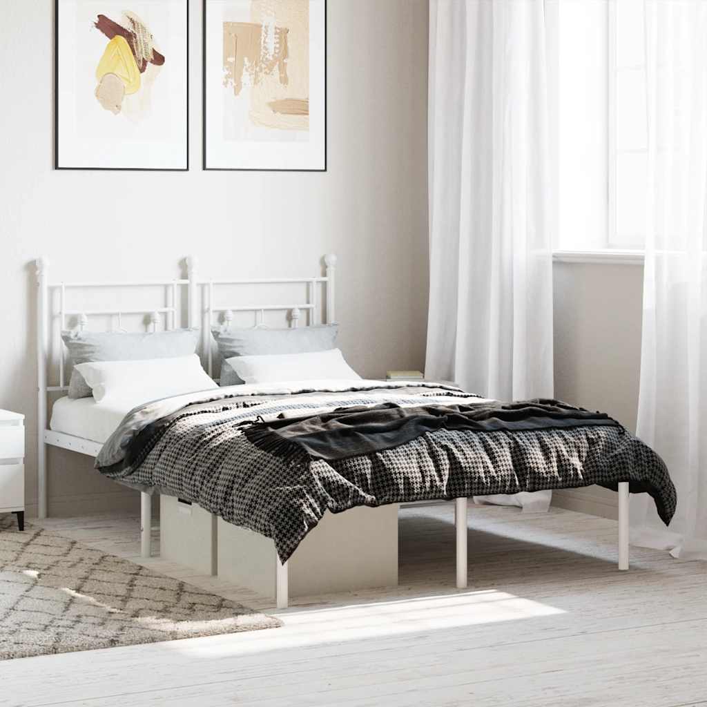 Metalni okvir za krevet s uzglavljem bijeli 120 x 190 cm